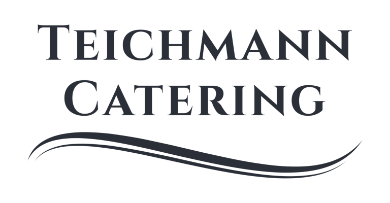 Logo von Teichmann Catering in eleganter Schriftart mit geschwungener Linie.